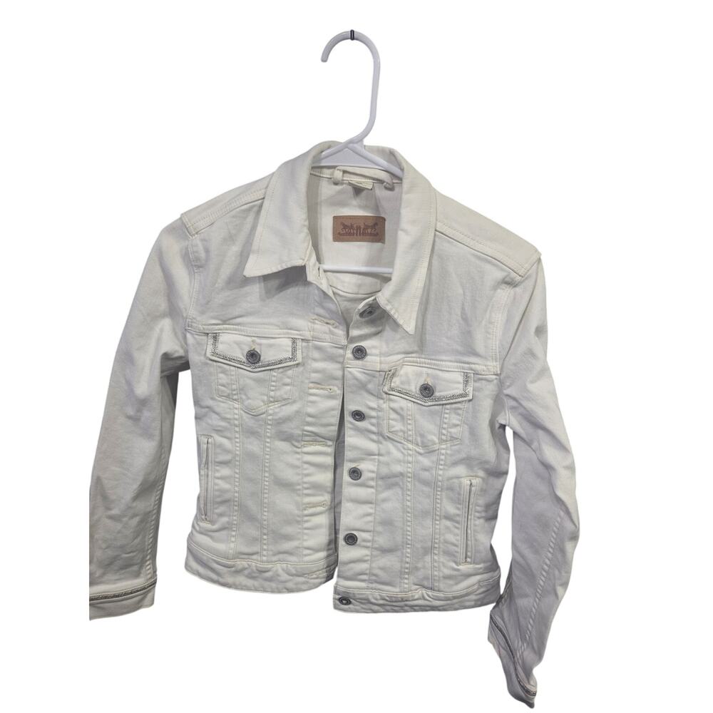 White Denim Trucker Jacket - S